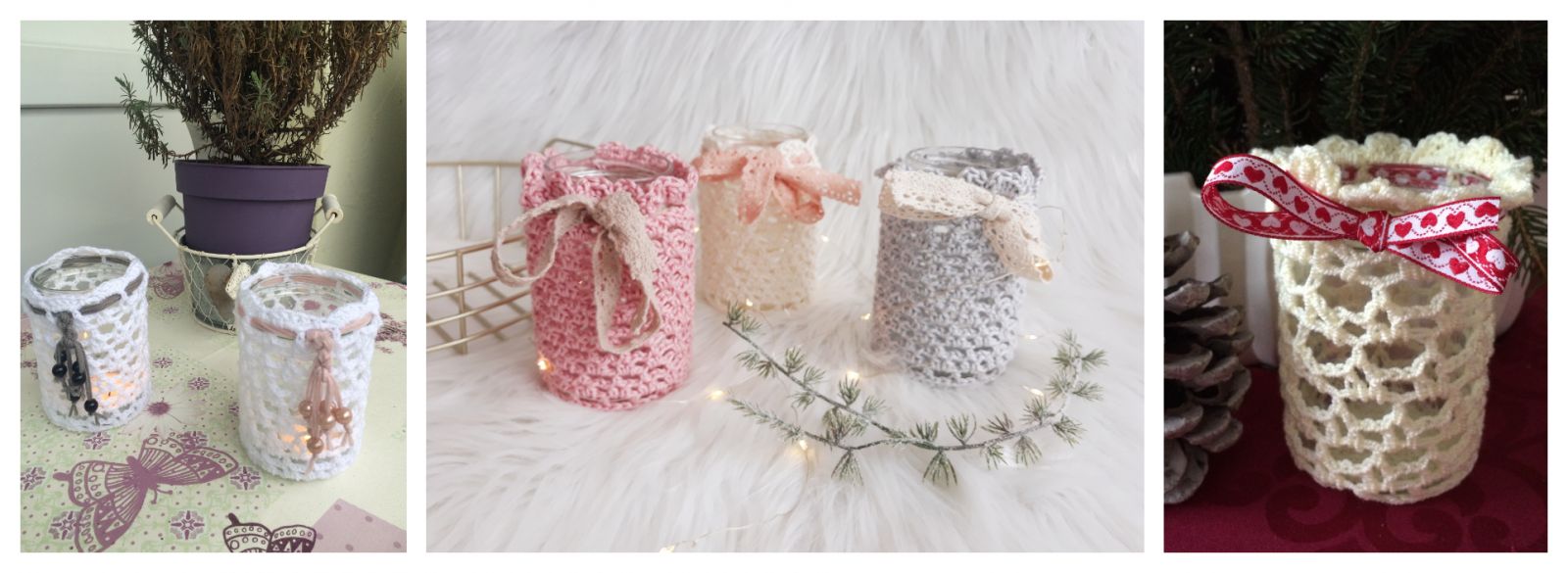 Blog-Inhaltsbild für 'idyllische Windlichter, kostenlose Häkelanleitung'